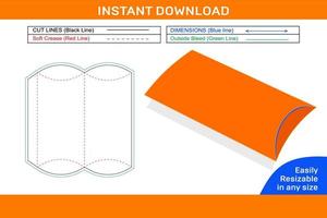 archivo principal caja de almohada o caja de dulces, plantilla de línea de caja de regalo y diseño de caja 3d línea de línea de caja fácilmente redimensionable editable y caja 3d vector