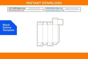 Packaging display box, dieline tamplate and 3D box color changeable and editable box Blank dieline template vector