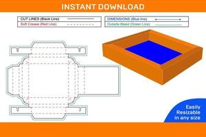 plantilla de línea de caja de bandeja de pared doble, diseño de caja de bandeja 3d y línea de línea de caja editable fácilmente redimensionable y caja 3d vector