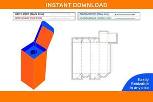 Packaging display box, dieline tamplate and 3D box color changeable and editable box Box dieline and 3D box vector