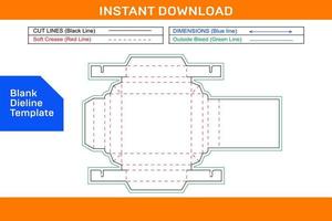 Double wall tray box dieline template, tray box 3D design and editable easily resizeable Blank dieline template vector