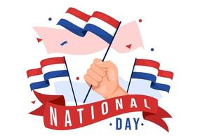 Happy Netherlands National Day Illustration with Netherlands Flag for Web Banner or Landing Page in Flat Cartoon Hand Drawn Templates vector