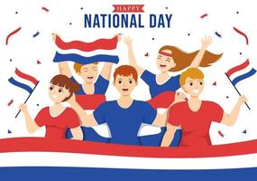 Happy Netherlands National Day Illustration with Netherlands Flag for Web Banner or Landing Page in Flat Cartoon Hand Drawn Templates vector