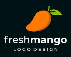 diseño de logotipo de imagen de fruta de mango fresco. vector