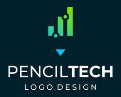 icono de lápiz y diseño de logotipo de tecnología. vector