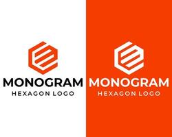 CM letter monogram hexagon logo design. vector