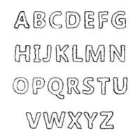 Hand Drawn Latin Alphabet Letters. Uppercase modern font and typeface. Black symbols on white background. Vector illustration.