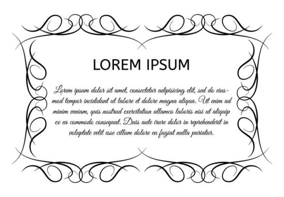 Decorative vintage horizontal frame with the place for your text in center. Vintage ornament greeting card template. Vector illustration.