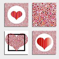 Set of four backgrounds with red hearts. Symbol of love. Elements for wedding template. vector