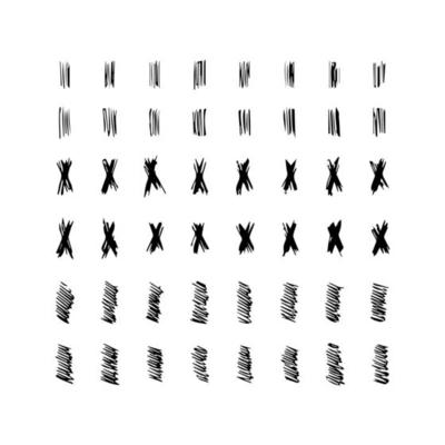 Set of doodle style various marker borders and strokes. Black hand drawn design elements on white background. Vector illustration