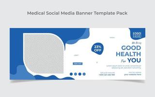 diseño de portada de redes sociales de atención médica y plantilla de diseño de banner web vector