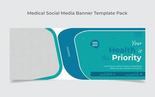 Medical healthcare web banner design and social media cover design template vector