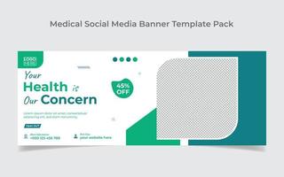 Medical healthcare web banner design and social media cover design template vector