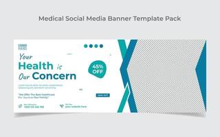 Medical healthcare web banner design and social media cover design template vector