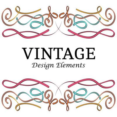 Calligraphic design elements and page decoration. Multicolor Vintage elements for design on a white background. Vector decorative design elements.