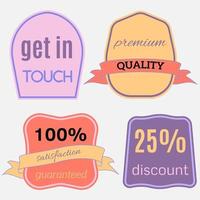 Set of Vector Badges with Ribbons. Web stickers and labels. Isolated vector illustration.