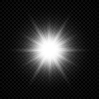 Light effect of lens flares. White glowing lights starburst effects with sparkles vector