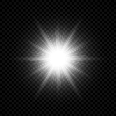 Light effect of lens flares. White glowing lights starburst effects with sparkles
