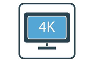 4K monitor screen icon illustration. icon related to multimedia. Solid icon style. Simple vector design editable