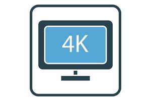 4K monitor screen icon illustration. icon related to multimedia. Solid icon style. Simple vector design editable