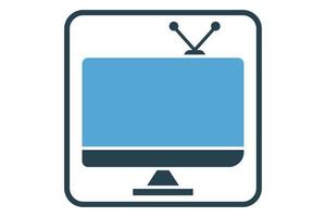 Television icon illustration. icon related to multimedia. Solid icon style. Simple vector design editable