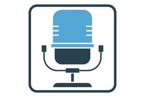 Microphone icon illustration. icon related to multimedia. Solid icon style. Simple vector design editable