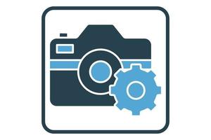 Setting camera icon illustration. icon related to multimedia. Solid icon style. Simple vector design editable