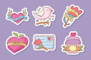 cute valentine stickers vector