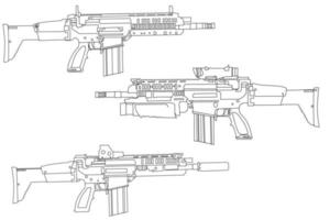 long-barreled weapon line art vector