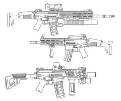 long-barreled weapon line art vector