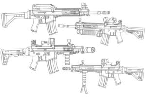 long-barreled weapon line art vector