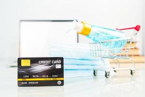 credit card in shipping cart photo