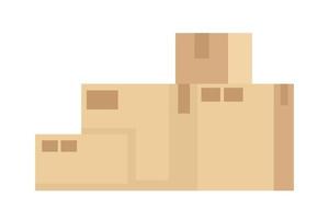 pilas de cajas de cartón para mover y entregar objetos vectoriales de color semiplano. elementos editables. elementos de tamaño completo en blanco. ilustración de estilo de dibujos animados simple para diseño gráfico web y animación vector