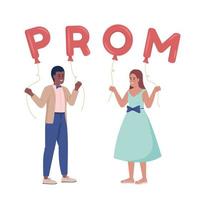 Couple inviting each other to prom party semi flat color vector characters. Editable figures. Full body people on white. Simple cartoon style illustration for web graphic design and animation