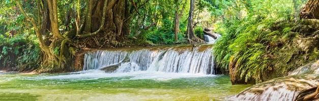 Panorama Waterfall in forest on the mountain in tropical forest photo