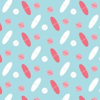 Seamless pattern with pills and capsules. Vector illustration . Flat style. Medical print.