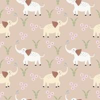 Cute repeated childish seamless pattern with elephants.Boho style. Cartoon elephants,flowers and plants in a repeating pattern.Hand drawn ornament for textile,banner,wrapping paper, packaging design vector