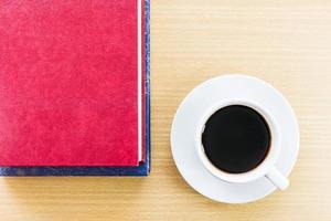 Coffee on a wood table photo