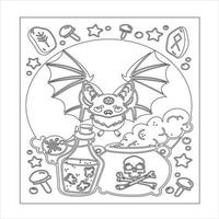 creepy kawaii pastel goth coloring page vector