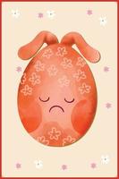 Kawaii Easter Eggs Watercolor Vector Illustration Sad 2023