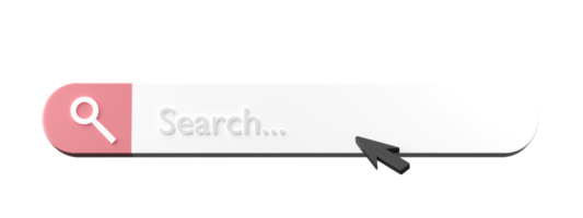 Barra de búsqueda 3d aislada en formato de archivo png de fondo transparente.