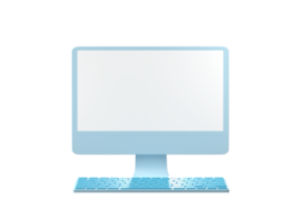 3D Computer display isolated on transparent background PNG file format.