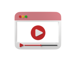 3D video media player isolated on transparent background PNG file format.