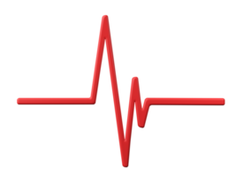 3D Heartbeat line isolated on transparent background PNG file format.