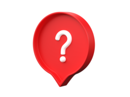 3D question mark in speech bubble icon isolated on transparent background PNG file format.
