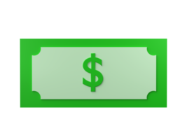 3D Dollar banknote isolated on transparent background PNG file format.