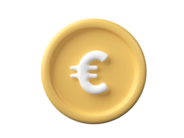 3D Euro coin isolated on transparent background PNG file format.