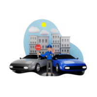 3d-charakterillustration der verkehrspolizei png