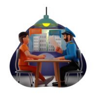 polizia interrogatorio 3d personaggio illustrazione png