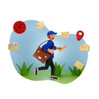 Delivery Time 3D Character Illustration png